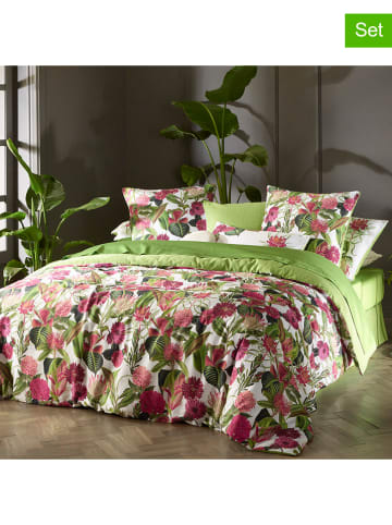 CXL by Christian Lacroix 2er-Set: Satin-Kissenbezüge in Grün/ Bunt