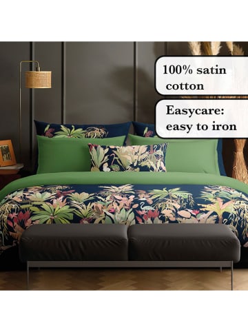 CXL by Christian Lacroix 2er-Set: Satin-Kissenbezüge in Grün/ Dunkelblau