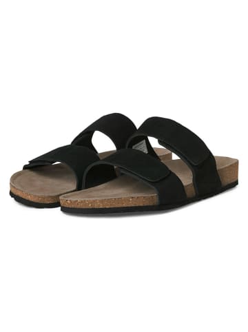 Jack & Jones Skórzane klapki "Malta" w kolorze czarnym