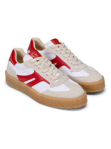 Marc O'Polo Shoes Leder-Sneakers in Weiß/ Rot