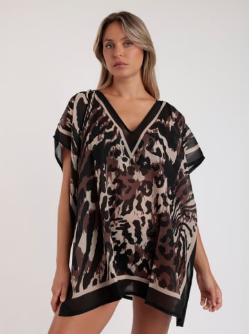 admas Sukienka plażowa w kolorze czarno-brązowo-kremowym