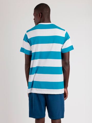 admas Pyjama donkerblauw/lichtblauw/wit