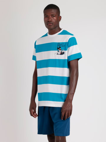 admas Pyjama donkerblauw/lichtblauw/wit