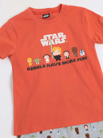 admas Pyjama in Orange/ Grau