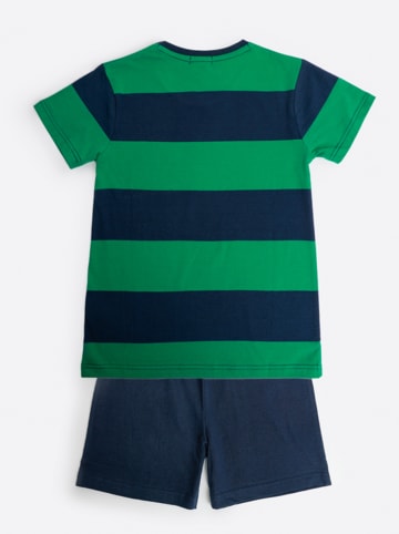 admas Pyjama in Grün/ Dunkelblau