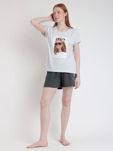 admas Pyjama in Grau/ Anthrazit