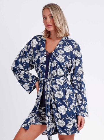 admas Kimono donkerblauw/wit
