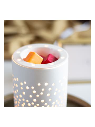 Candle Brothers Elektryczny kominek zapachowy "Dots" w kolorze białym - wys. 14 x Ø 12 cm