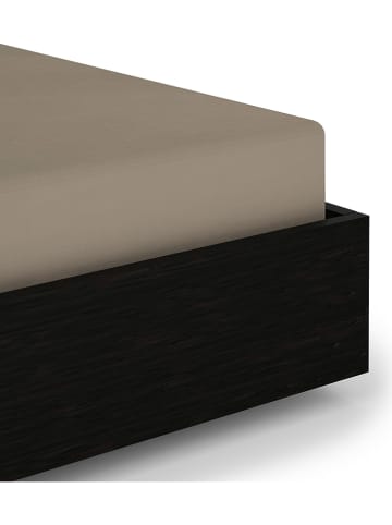 Heckett Lane Prześcieradło satynowe "Elementi" w kolorze szarobrązowym na gumce