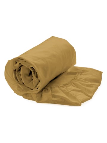 Heckett Lane Satin-Spannbettlaken "Elementi" in Senf