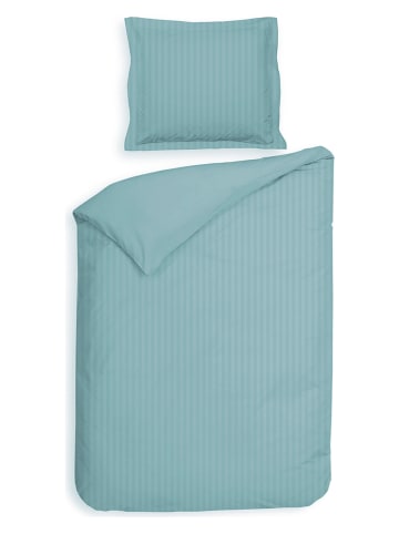 Heckett Lane Satin-Bettwäsche-Set "Banda" in Hellblau