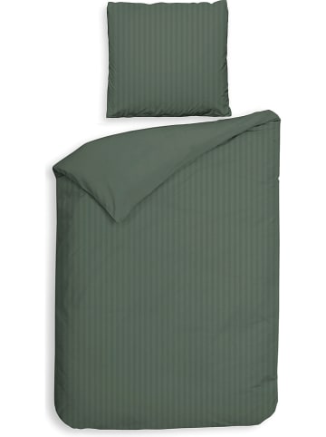 Heckett Lane Satin-Bettwäsche-Set "Banda" in Grün