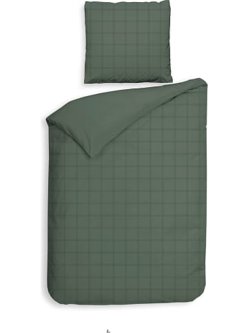 Heckett Lane Satin-Bettwäsche-Set "Diamante" in Grün