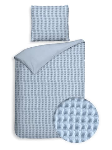 Heckett Lane Perkal beddengoedset "Vafala" lichtblauw