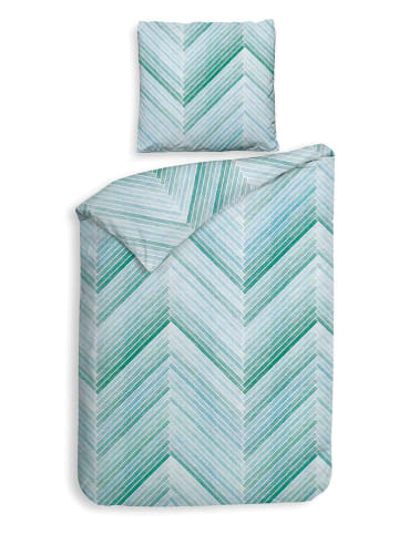 HNL Komplet pościeli flanelowej "Vita" w kolorze błękitno-zielonym