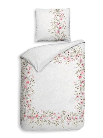 Heckett Lane Satin-Bettwäsche-Set "Jolie" in Weiß/ Rosa