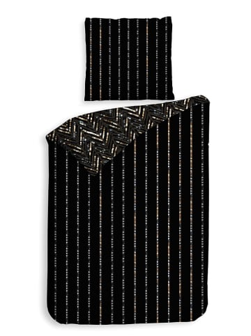 Heckett Lane Satin-Bettwäsche-Set "Maxime" in Schwarz