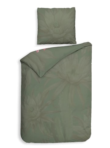 Heckett Lane Satin-Bettwäsche-Set "Mesa" in Khaki/ Rosa