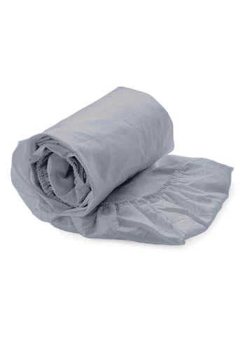 Heckett Lane Perkal-Spannbettlaken ''Mumbai'' in Blaugrau