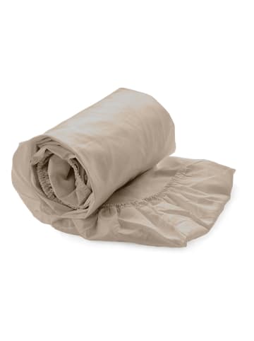 Heckett Lane Perkal-Spannbettlaken ''Mumbai'' in Beige