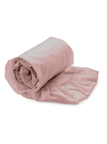 Heckett Lane Perkalowe prześcieradło "Mumbai" w kolorze szaroróżowym na gumce