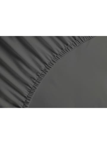 Heckett Lane Perkalowe prześcieradło "Mumbai" w kolorze szarym na gumce