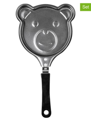 Ibili 2er-Set: Bratpfannen "Bear Shape" in Silber/ Schwarz - (L)14 x (B)14 cm