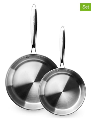 Ibili 2-delige set: braadpannen ''Triply Natural'' zilverkleurig