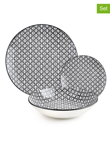 Ibili 12-delig tafelservies "Bavaria" zwart/wit