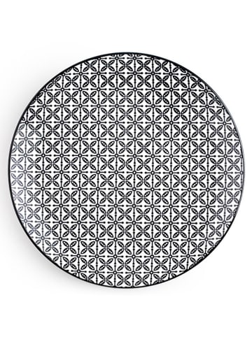 Ibili 12-częściowy zestaw talerzy "Bavaria" w kolorze czarno-białym