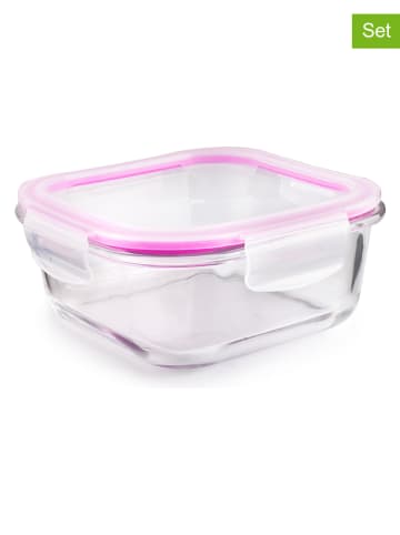 Ibili Pojemniki (3 szt.) "Basic" w kolorze różowym - 800 ml