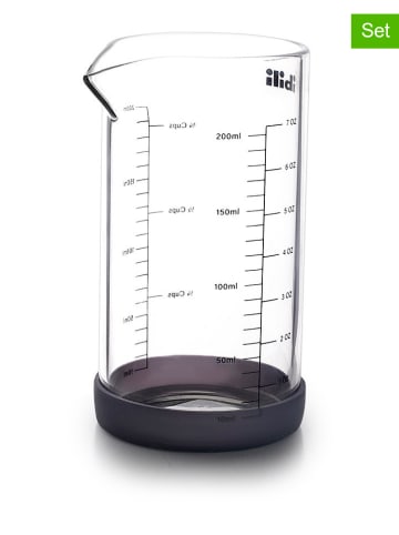 Ibili 2er-Set: Mini-Messbecher in Transparent/ Schwarz - 200 ml