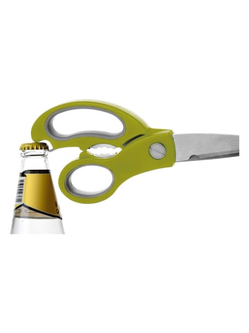 Ibili Keukenschaar "Luxe" zilverkleurig/groen - (L)23 cm