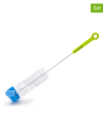 Ibili 2er-Set: Flaschenbürsten ''Bistro'' in Grün/ Weiß/ Blau - (L)48 cm