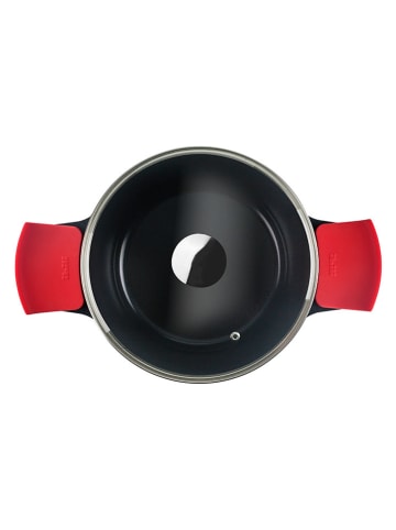 Ibili 2-delige set: smoorpan "Esben" zwart/rood - Ø 24 cm