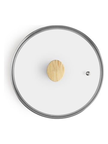 Ibili 3-delige set: kookpan met bamboe stoommand zilverkleurig/beige