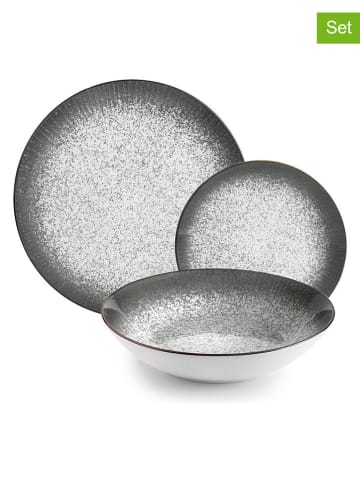 Ibili 12-częściowy zestaw talerzy "Loira" w kolorze szarym