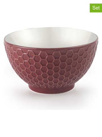 Ibili Miski (2 szt.) "Hexagon" w kolorze czerwono-białym - 550 ml