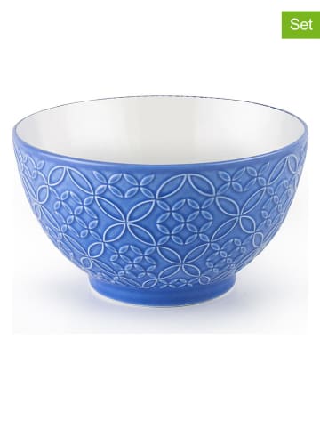 Ibili 2-delige set: kommen "Jardin" blauw/wit - 550 ml