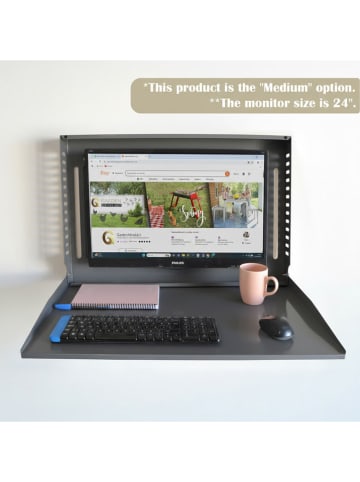 Smarto Metallico Monitor-Klappschreibtisch in Anthrazit - (B)68 x (H)43 x (T)8 cm