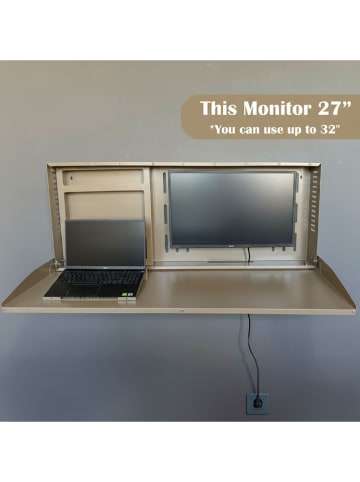 Smarto Metallico Monitor- & Laptopklapbureau beige - (B)117 x (H)37 x (D)10 cm