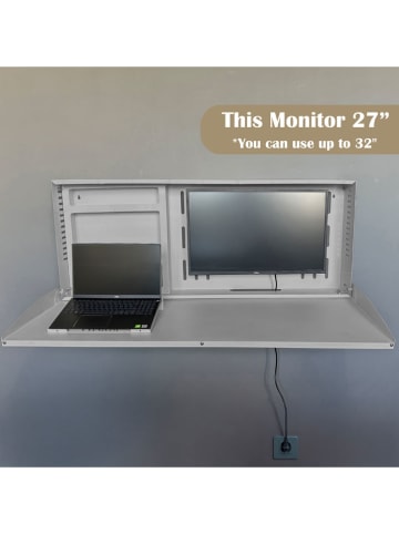 Smarto Metallico Składane biurko w kolorze szarym pod monitor i laptop - 117 x 37 x 10 cm