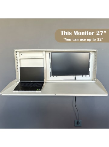 Smarto Metallico Składane biurko w kolorze białym pod monitor i laptop - 117 x 37 x 10 cm