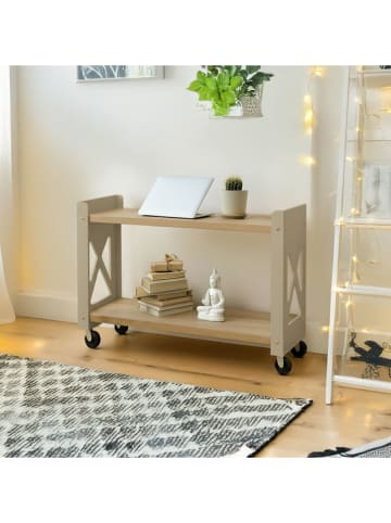 Smarto Metallico Regał w kolorze beżowym na kółkach - 85 x 65 x 30 cm
