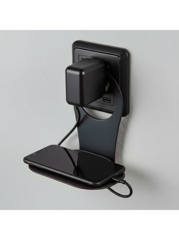 Smarto Metallico Uchwyt pod telefon w kolorze czarnym na gniazdko elektryczne - 12 x 12 x 8 cm