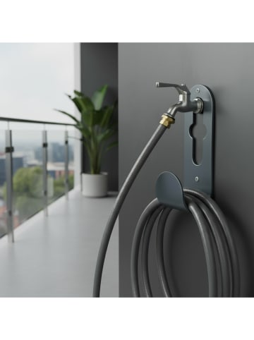 Smarto Metallico Uchwyt w kolorze antracytowym na wąż ogrodowy - 8 x 25 x 10 cm