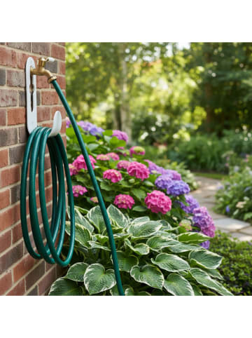 Smarto Metallico Uchwyt w kolorze białym na wąż ogrodowy - 8 x 25 x 10 cm