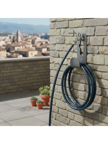 Smarto Metallico Schlauchhalter in Grau - (B)8 x (H)25 x (T)10 cm