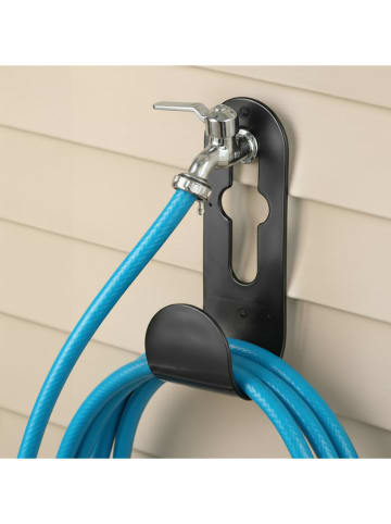 Smarto Metallico Uchwyt w kolorze czarnym na wąż ogrodowy - 8 x 25 x 10 cm