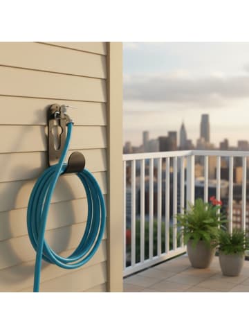 Smarto Metallico Slanghouder zwart - (B)8 x (H)25 x (D)10 cm